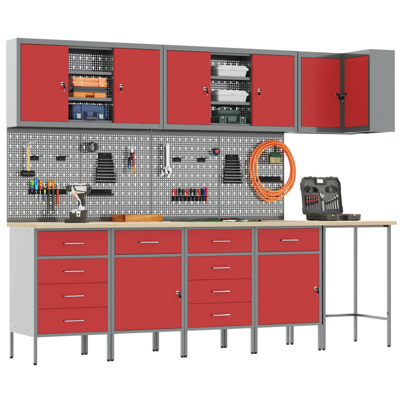 Zestaw szafek roboczych z szufladą 12 pcs Czarny i szary