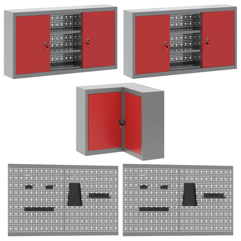 Zestaw szafek roboczych z szufladą 12 pcs Czarny i szary