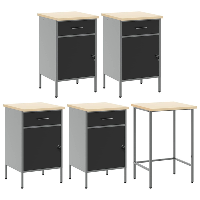 Zestaw szafek roboczych z szufladą 12 pcs Czarny i szary