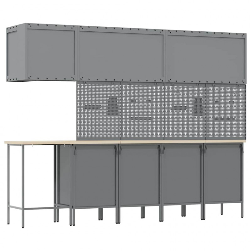 Zestaw szafek roboczych z szufladą 12 pcs Czarny i szary