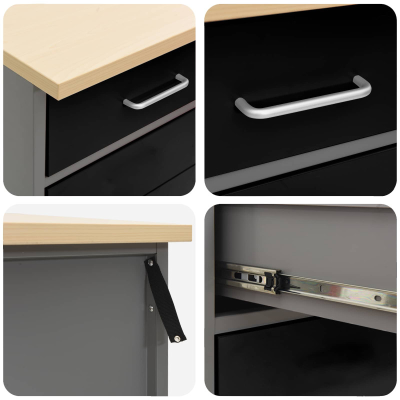 Zestaw szafek roboczych z szufladą 12 pcs Czarny i szary