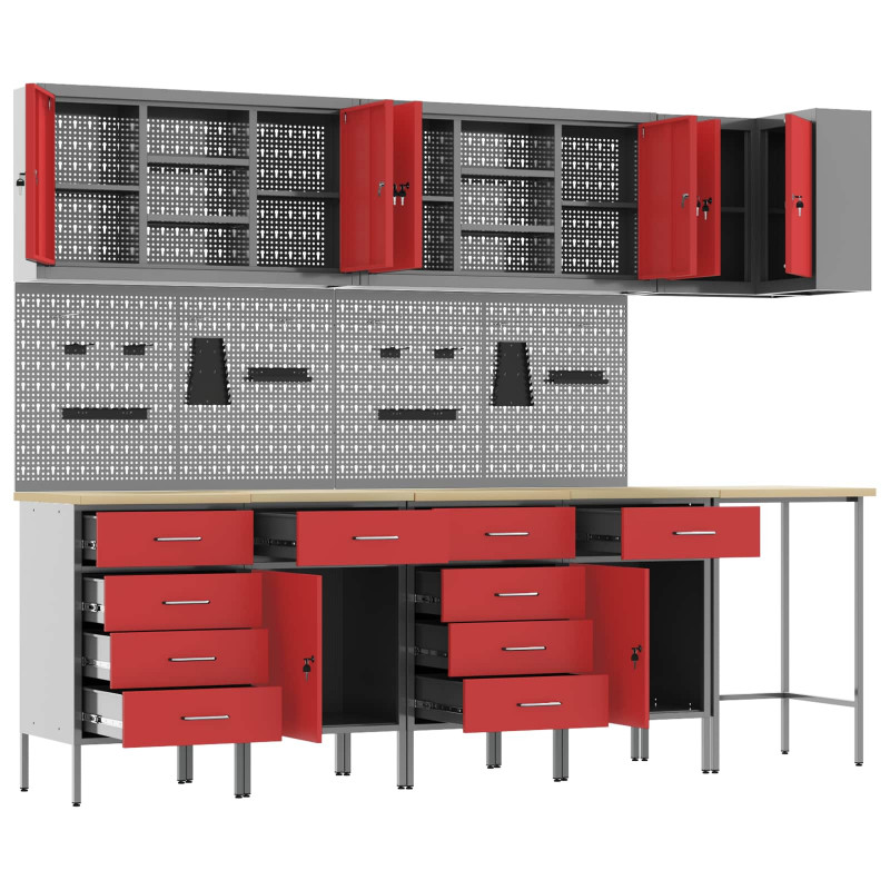 Zestaw szafek roboczych z szufladą 12 pcs Czarny i szary