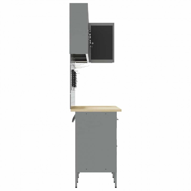Zestaw szafek roboczych z szufladą 12 pcs Czarny i szary
