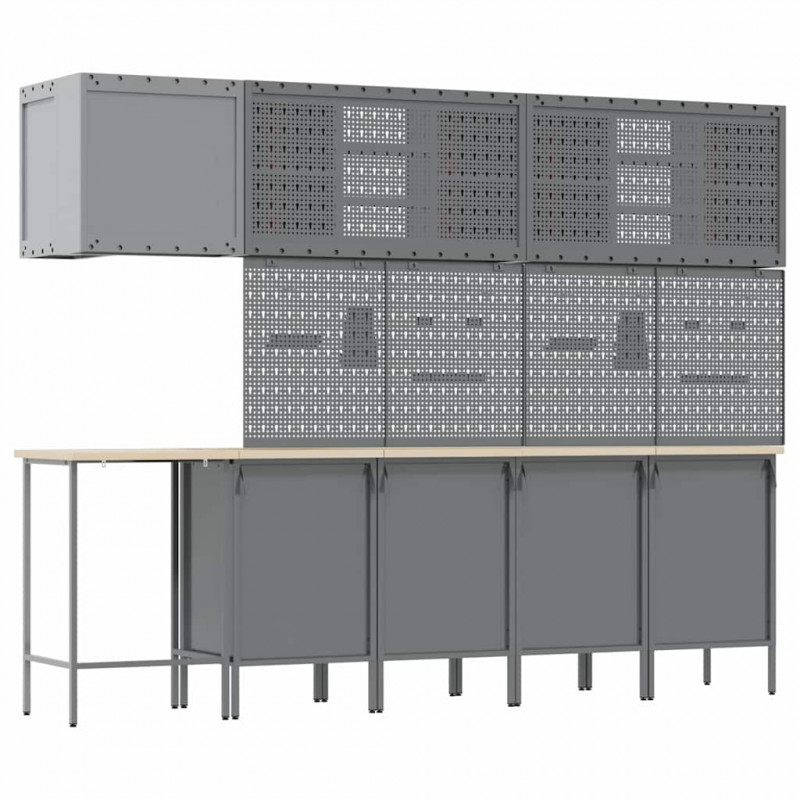 Zestaw szafek roboczych z szufladą 12 pcs Czarny i szary