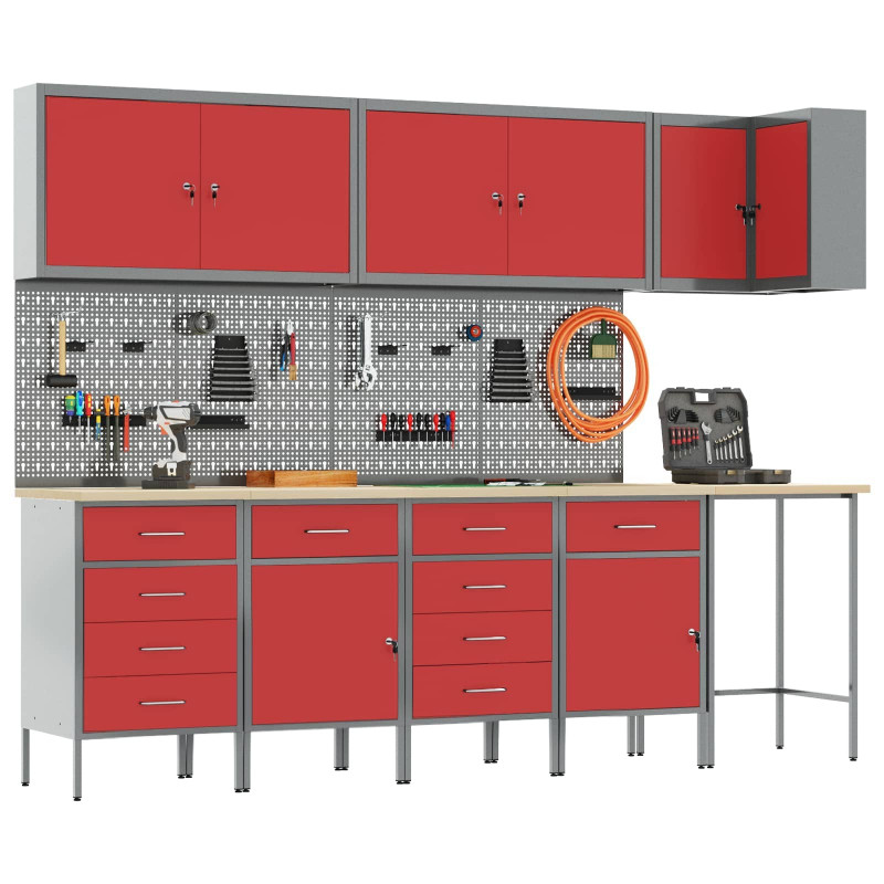 Zestaw szafek roboczych z szufladą 12 pcs Czarny i szary