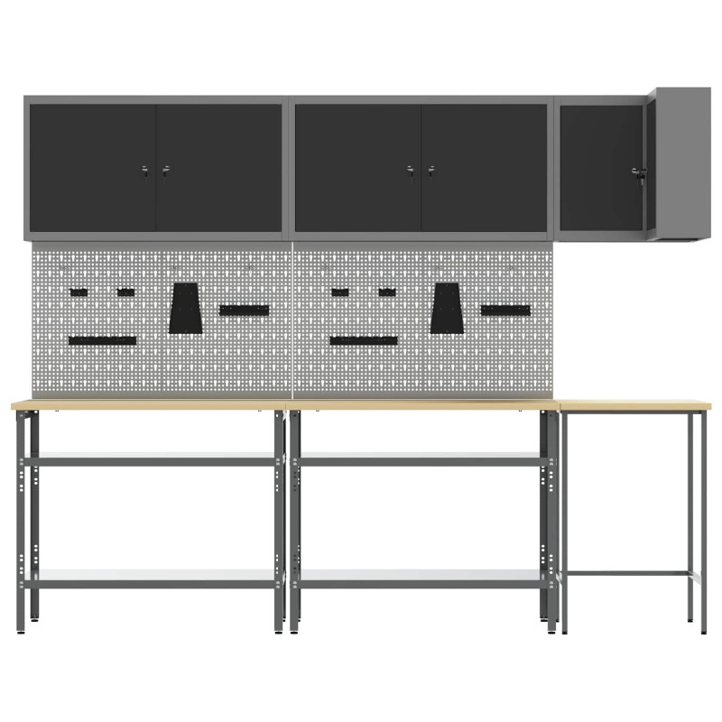 Zestaw szafek roboczych z półką Z blokadą 10 pcs Czarny i szary