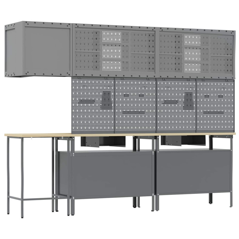 Zestaw szafek roboczych z szufladą 10 pcs Czarny i szary