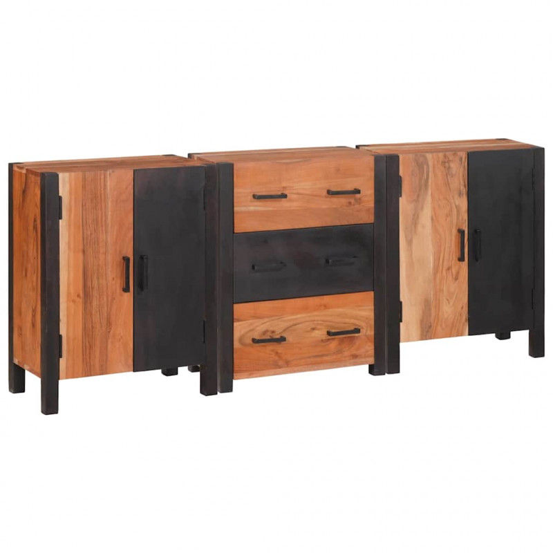 Bufet 3 pcs Brązowy 55 x 30 x 75 cm Lite Drewno Akacji