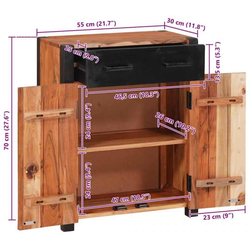 Bufet 2 pcs Brązowy 110 x 30 x 75 cm Lite Drewno Akacji