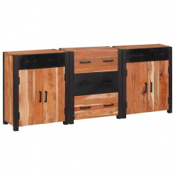 Bufet 3 pcs Brązowy 165 x 30 x 75 cm Lite Drewno Akacji
