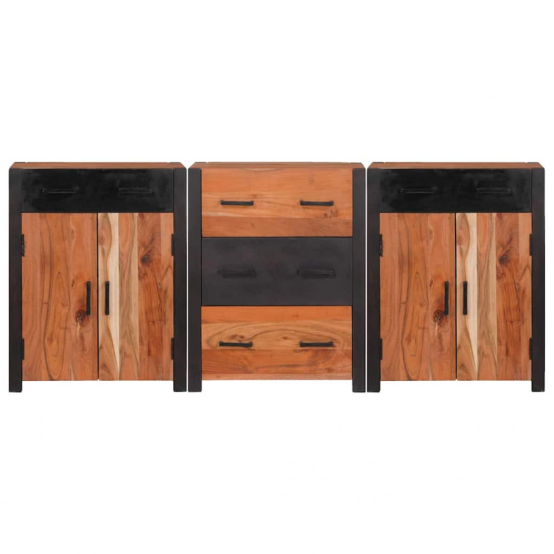 Bufet 3 pcs Brązowy 165 x 30 x 75 cm Lite Drewno Akacji
