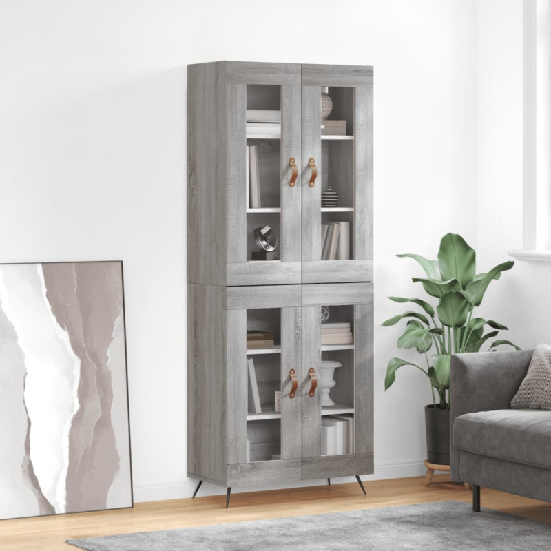 Witrynka szary dąb sonoma 69,5x34x180cm materiał drewnopochodny