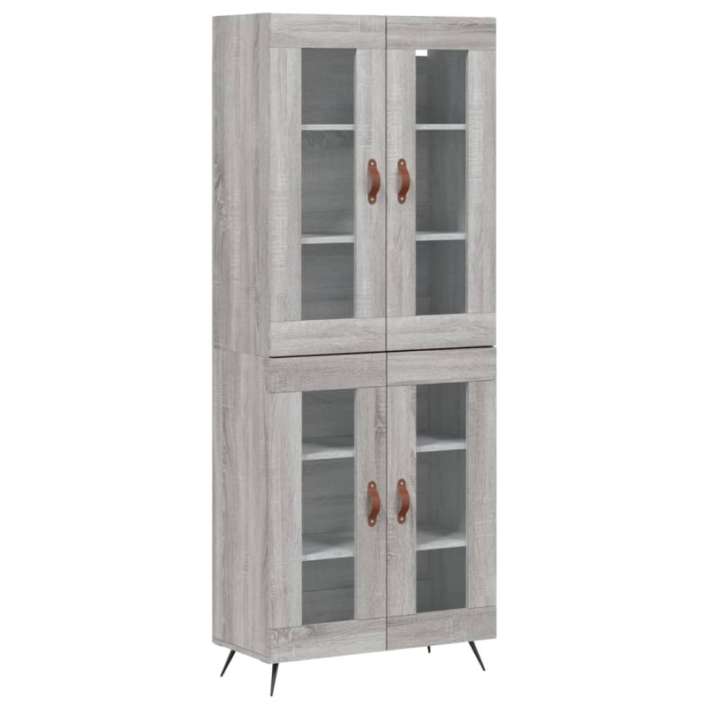 Witrynka szary dąb sonoma 69,5x34x180cm materiał drewnopochodny