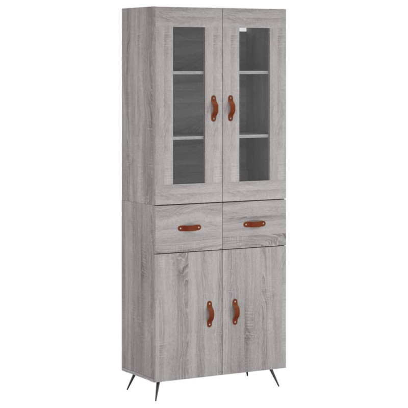 Witrynka szary dąb sonoma 69,5x34x180cm materiał drewnopochodny