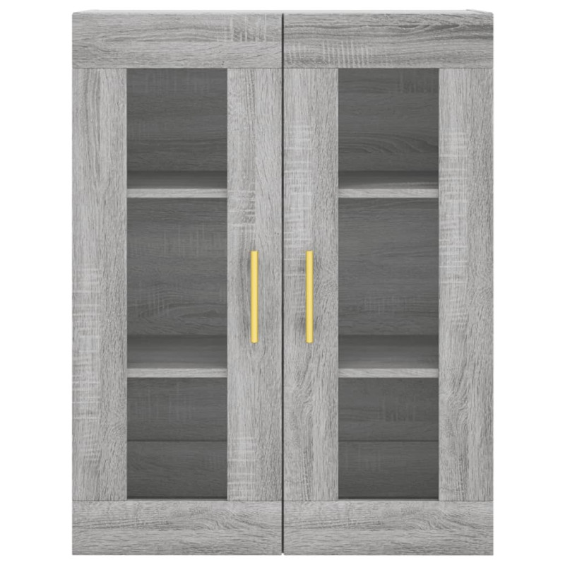 Witrynka szary dąb sonoma 69,5x34x180cm materiał drewnopochodny