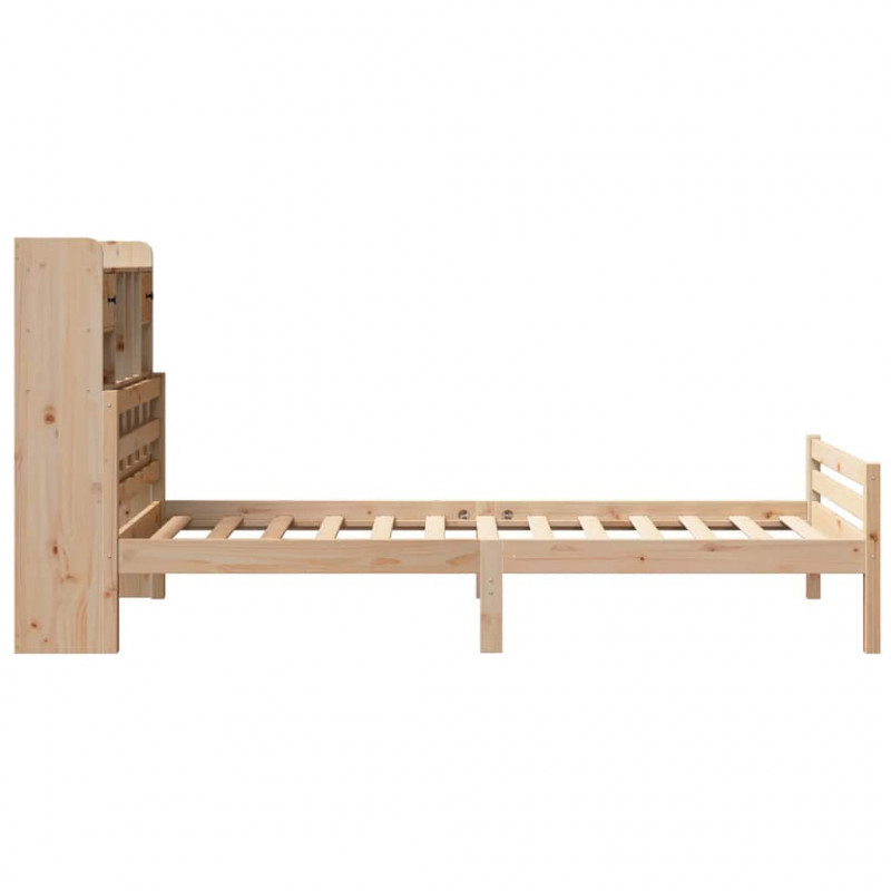 Łóżko z regałem, bez materaca, 90x200 cm, sosnowe
