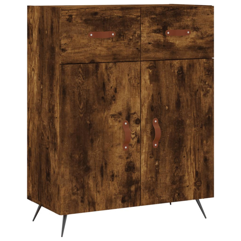 Witrynka przydymiony dąb 69,5x34x180 cm materiał drewnopochodny