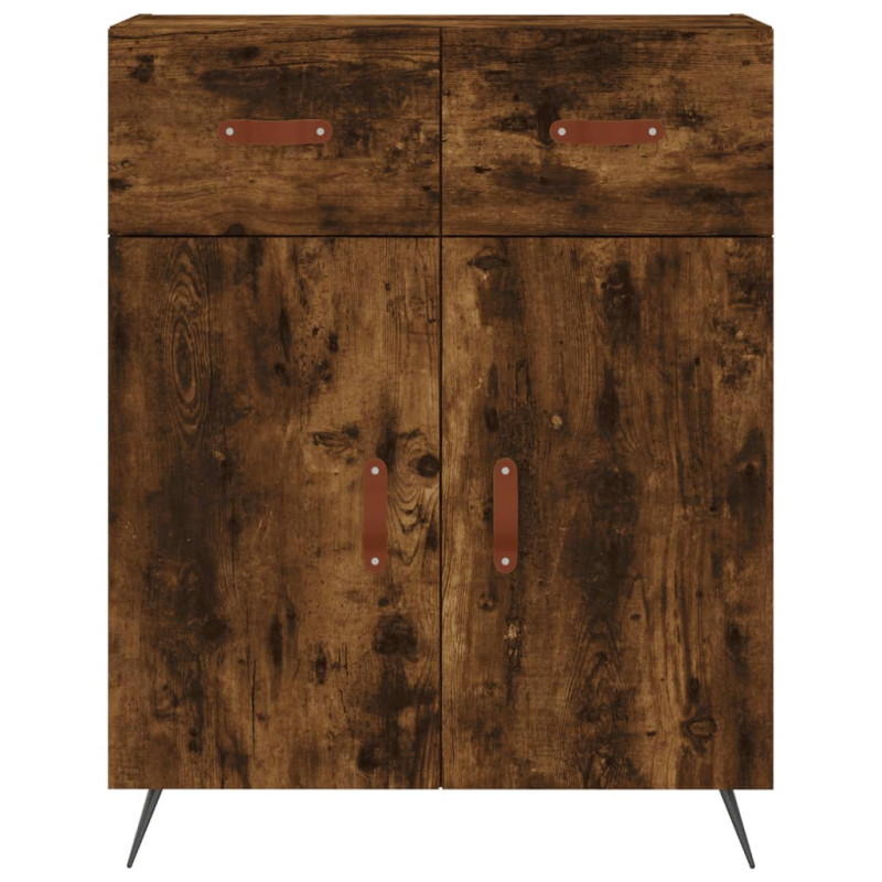 Witrynka przydymiony dąb 69,5x34x180 cm materiał drewnopochodny