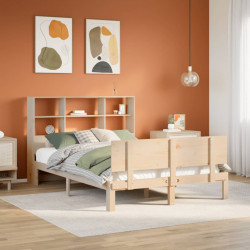 Łóżko z regałem, bez materaca, 150x200 cm, lite drewno sosnowe