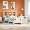 Łóżko z regałem, bez materaca, białe, 120x200 cm, sosnowe