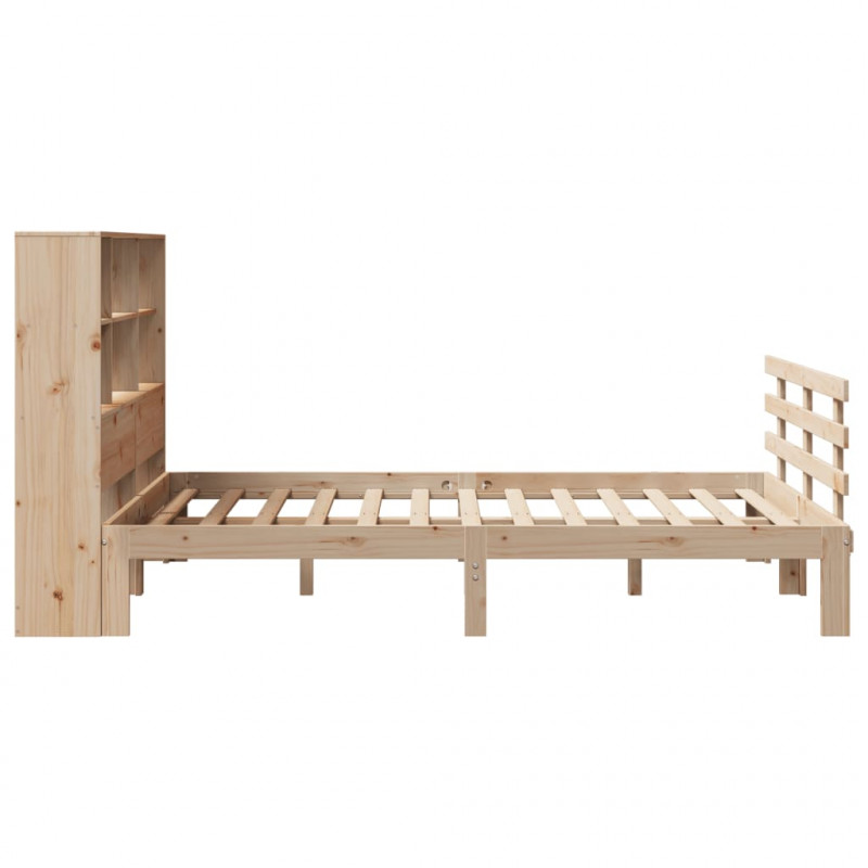 Łóżko z regałem, bez materaca, 150x200 cm, lite drewno sosnowe