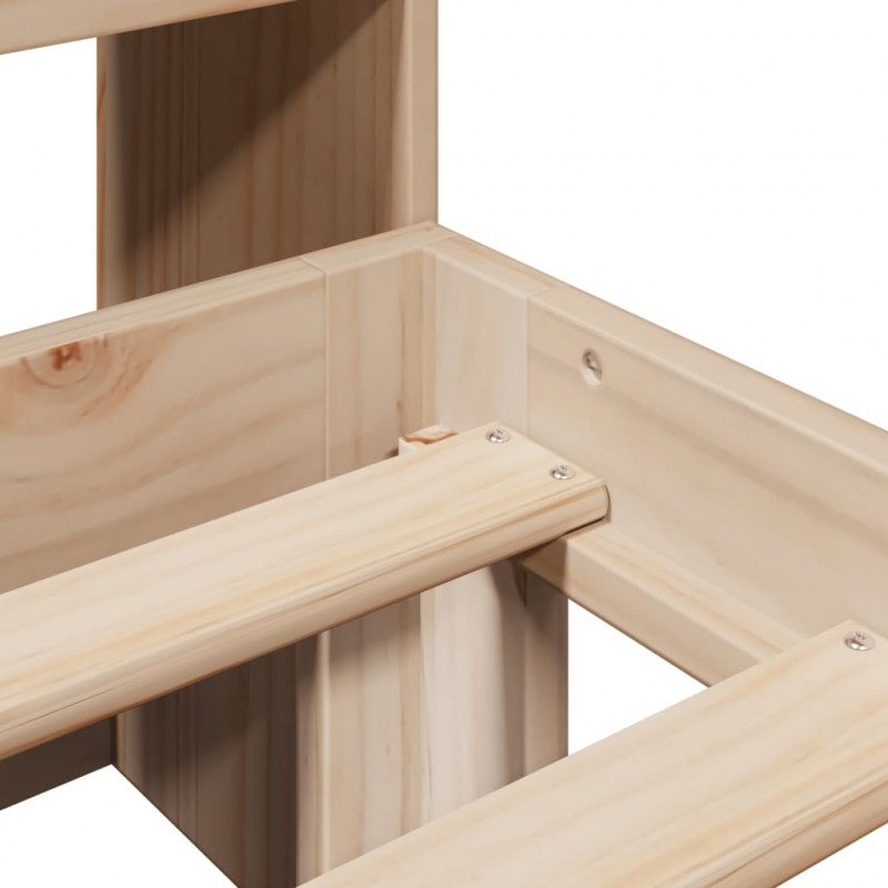 Łóżko z regałem, bez materaca, 150x200 cm, lite drewno sosnowe