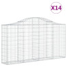 Kosze gabionowe, 14 szt, 200x30x100/120cm, galwanizowane żelazo