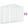 Kosze gabionowe, 5 szt, 200x30x120/140 cm, galwanizowane żelazo
