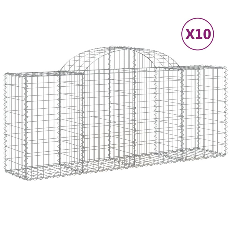 Kosze gabionowe, 10 szt, 200x50x80/100 cm, galwanizowane żelazo