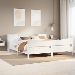 Łóżko bez materaca, białe, 200x200 cm, lite drewno sosnowe