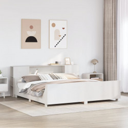 Łóżko bez materaca, białe, 200x200 cm, lite drewno sosnowe