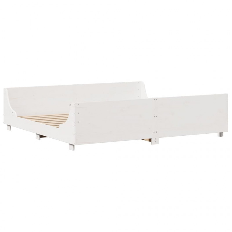 Łóżko bez materaca, białe, 200x200 cm, lite drewno sosnowe