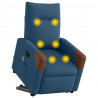 Rozkładany fotel masujący, podnoszony, niebieski, tkanina