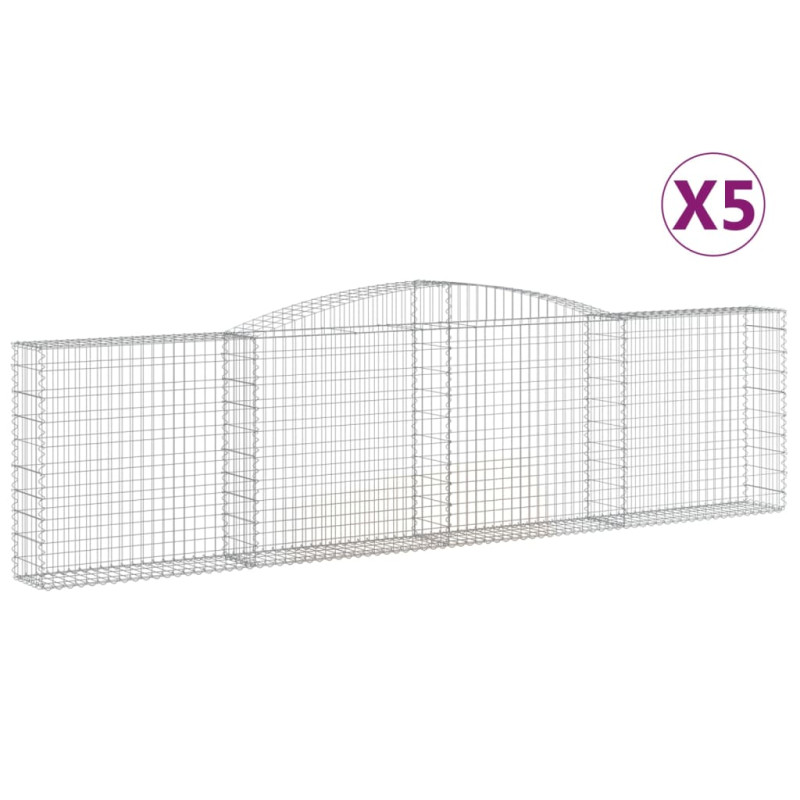 Kosze gabionowe, 5 szt, 400x30x100/120 cm, galwanizowane żelazo