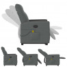 Podnoszony fotel masujący, rozkładany, ciemnoszary, tkanina