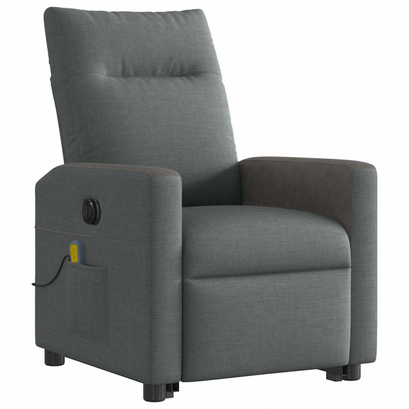 Podnoszony fotel masujący, elektryczny, rozkładany, ciemnoszary