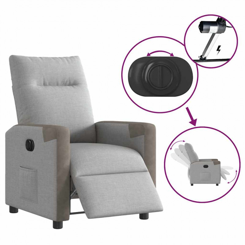 Elektryczny fotel rozkładany Cloud Grey Fabric