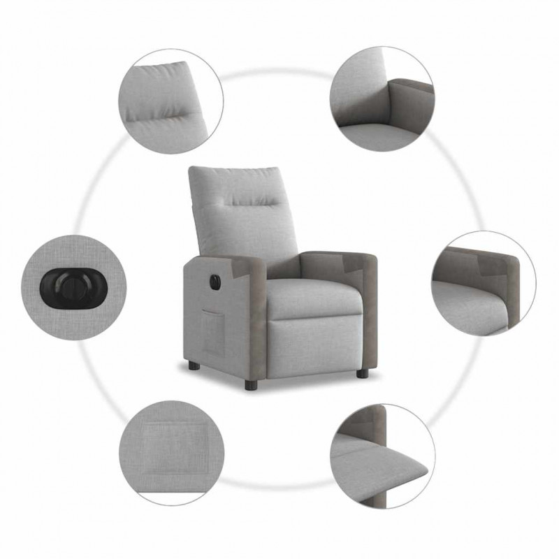 Elektryczny fotel rozkładany Cloud Grey Fabric