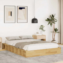 Rama łóżka bez materaca 120x200 cm lite drewno dąb