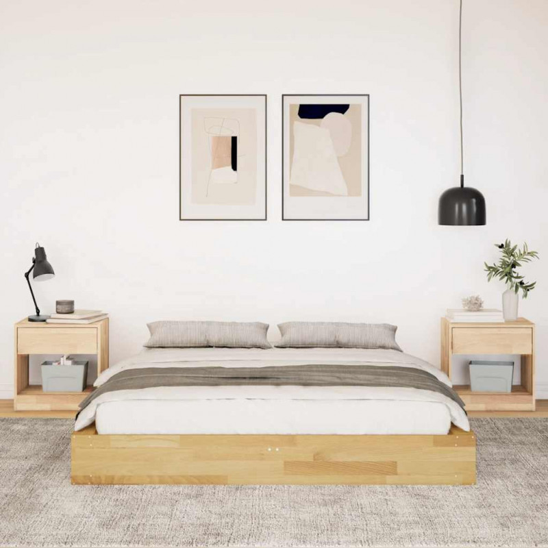Rama łóżka bez materaca 140x200 cm lite drewno dąb