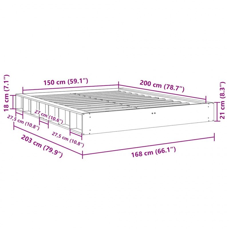 Rama łóżka bez materaca 150x200 cm lite drewno dąb