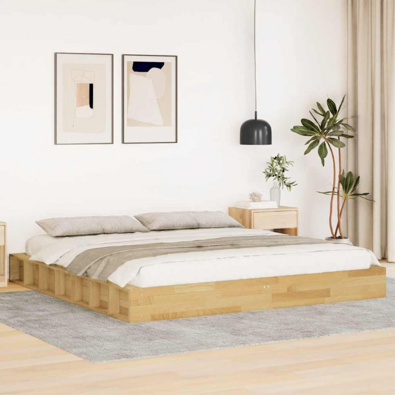 Rama łóżka bez materaca 200x200 cm lite drewno dąb