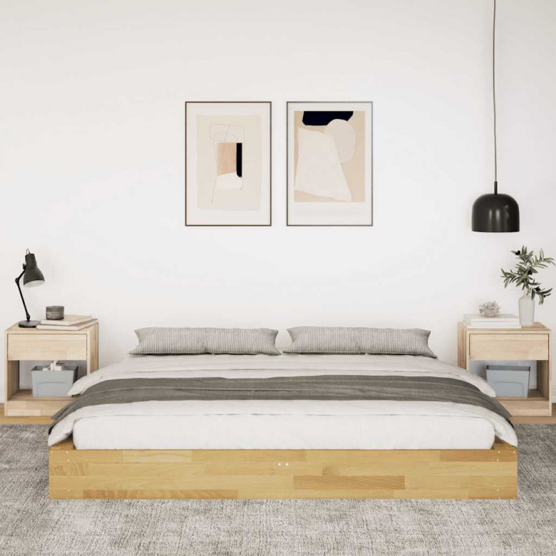 Rama łóżka bez materaca 200x200 cm lite drewno dąb