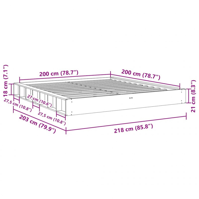 Rama łóżka bez materaca 200x200 cm lite drewno dąb