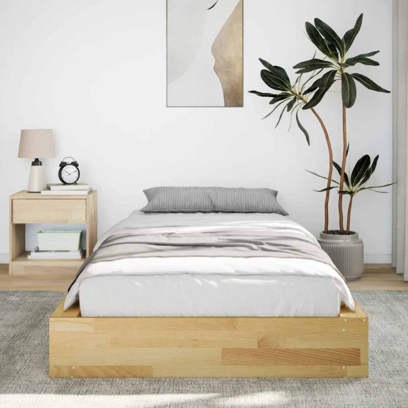 Rama łóżka bez materaca 75x190 cm lite drewno dąb