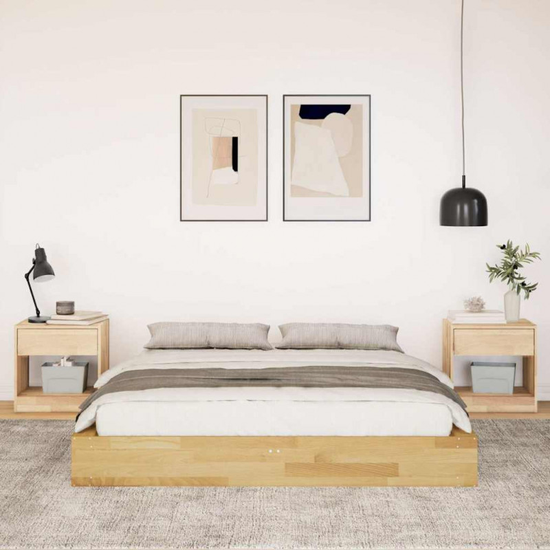 Rama łóżka bez materaca 135x190 cm lite drewno dąb