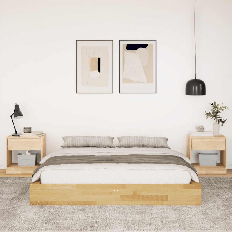 Rama łóżka bez materaca 140x190 cm lite drewno dąb