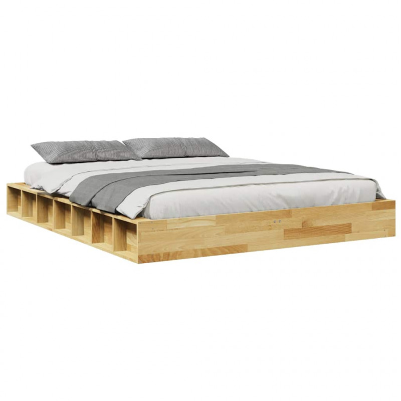 Rama łóżka bez materaca 140x190 cm lite drewno dąb