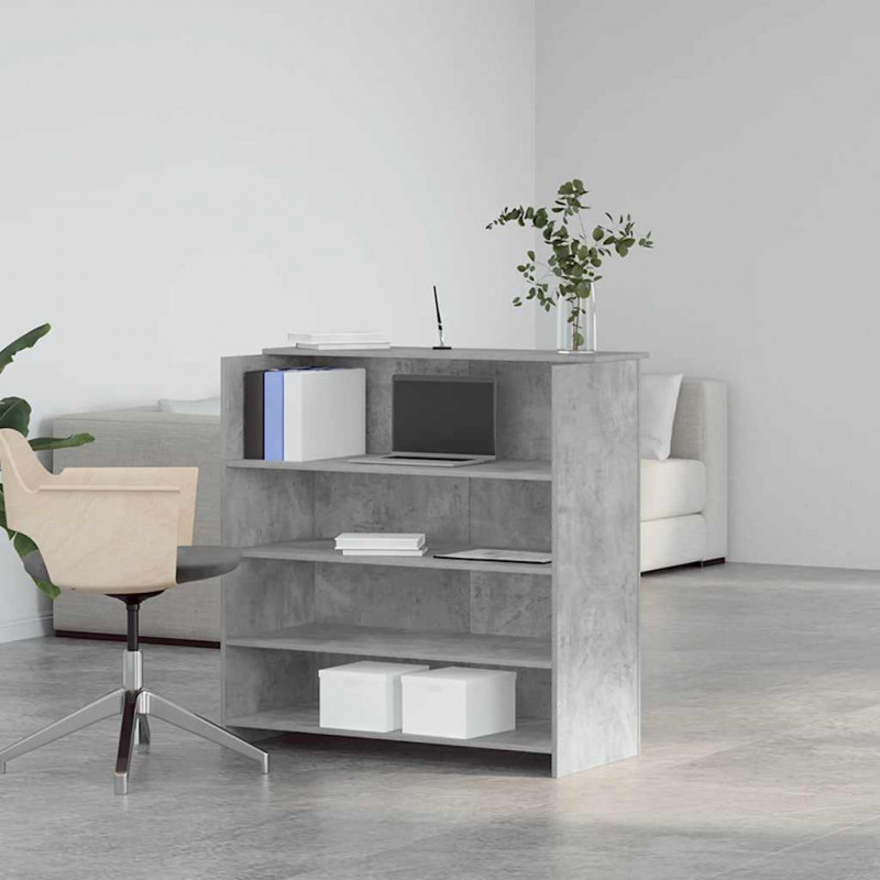 Biurko recepcyjne betonowe szare 100x50x103,5 cm drewno klejone