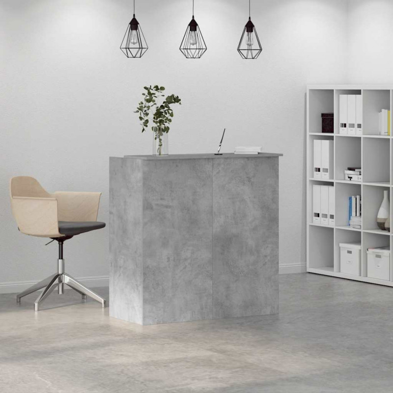 Biurko recepcyjne betonowe szare 100x50x103,5 cm drewno klejone